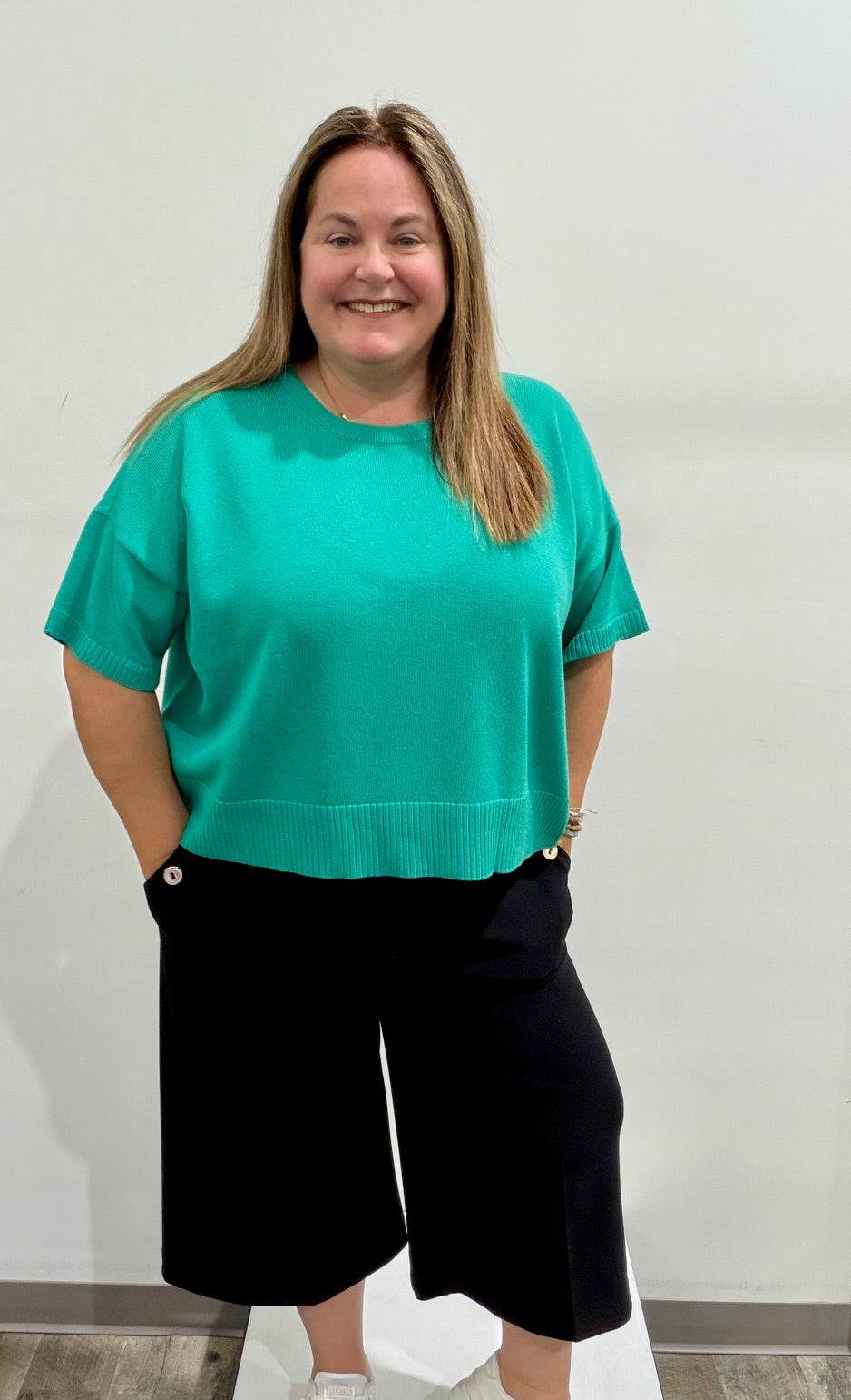 Eileen Fisher Crew Neck Elbow Sleeve Sweater