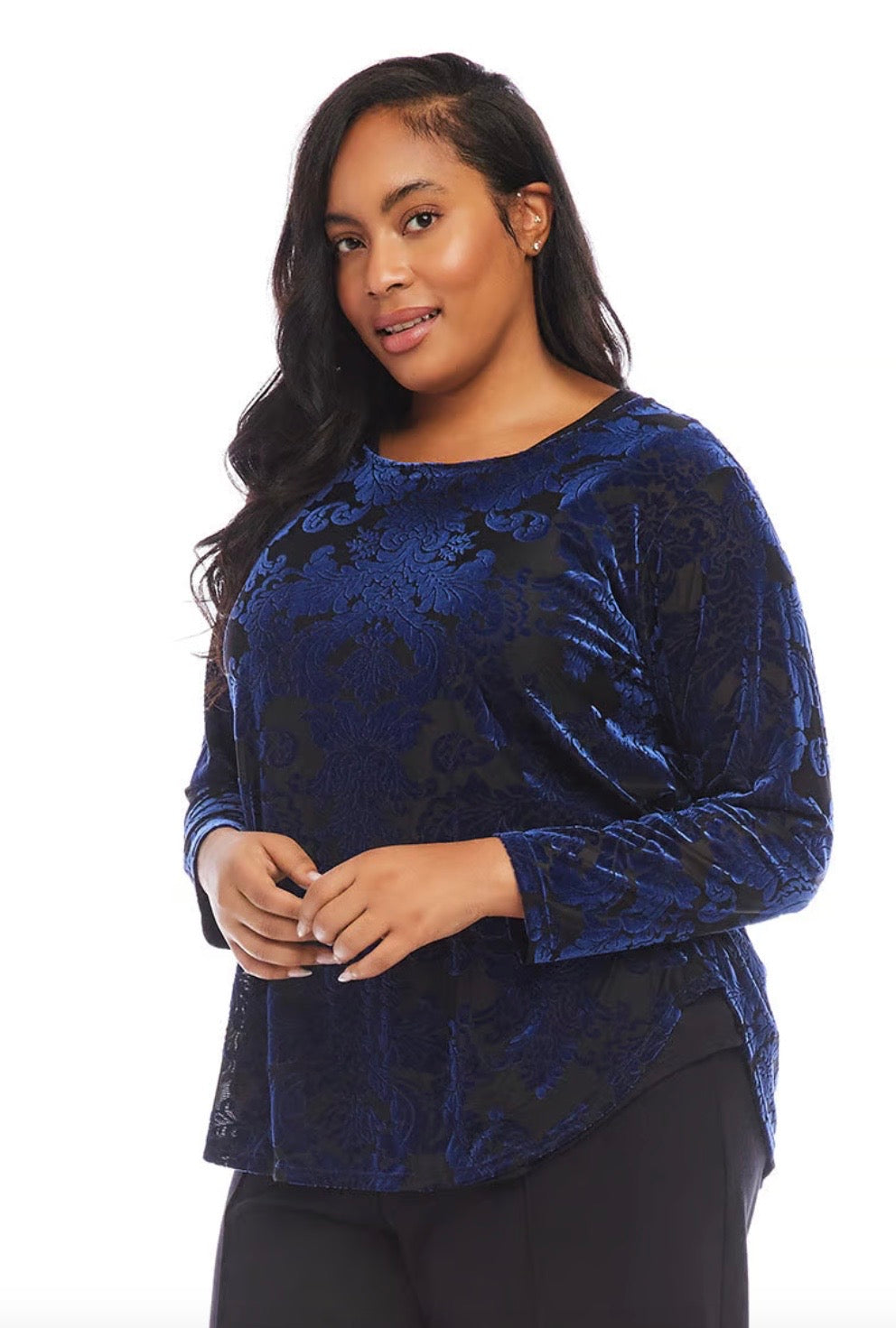 Karen Kane Velvet Burnout Shirttail