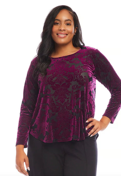 Karen Kane Velvet Burnout Shirttail