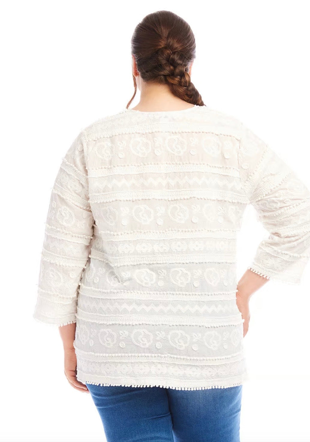 Karen Kane 3/4 Sleeve Embroidered Tunic