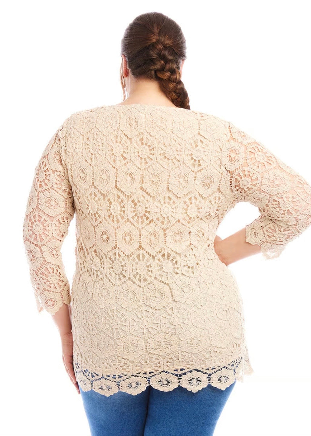 Karen Kane 3/4 Sleeve Crochet Tunic