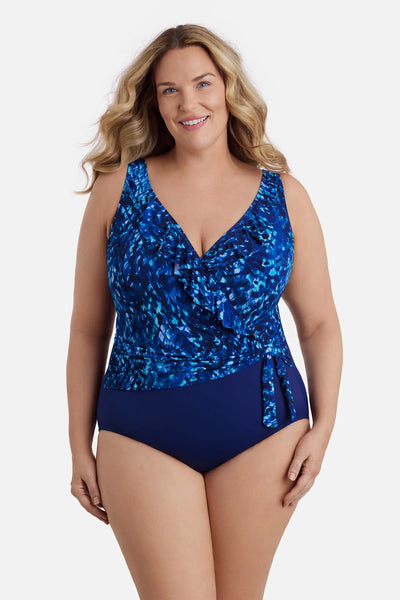 Longitude Ruffle Front Sash One Piece