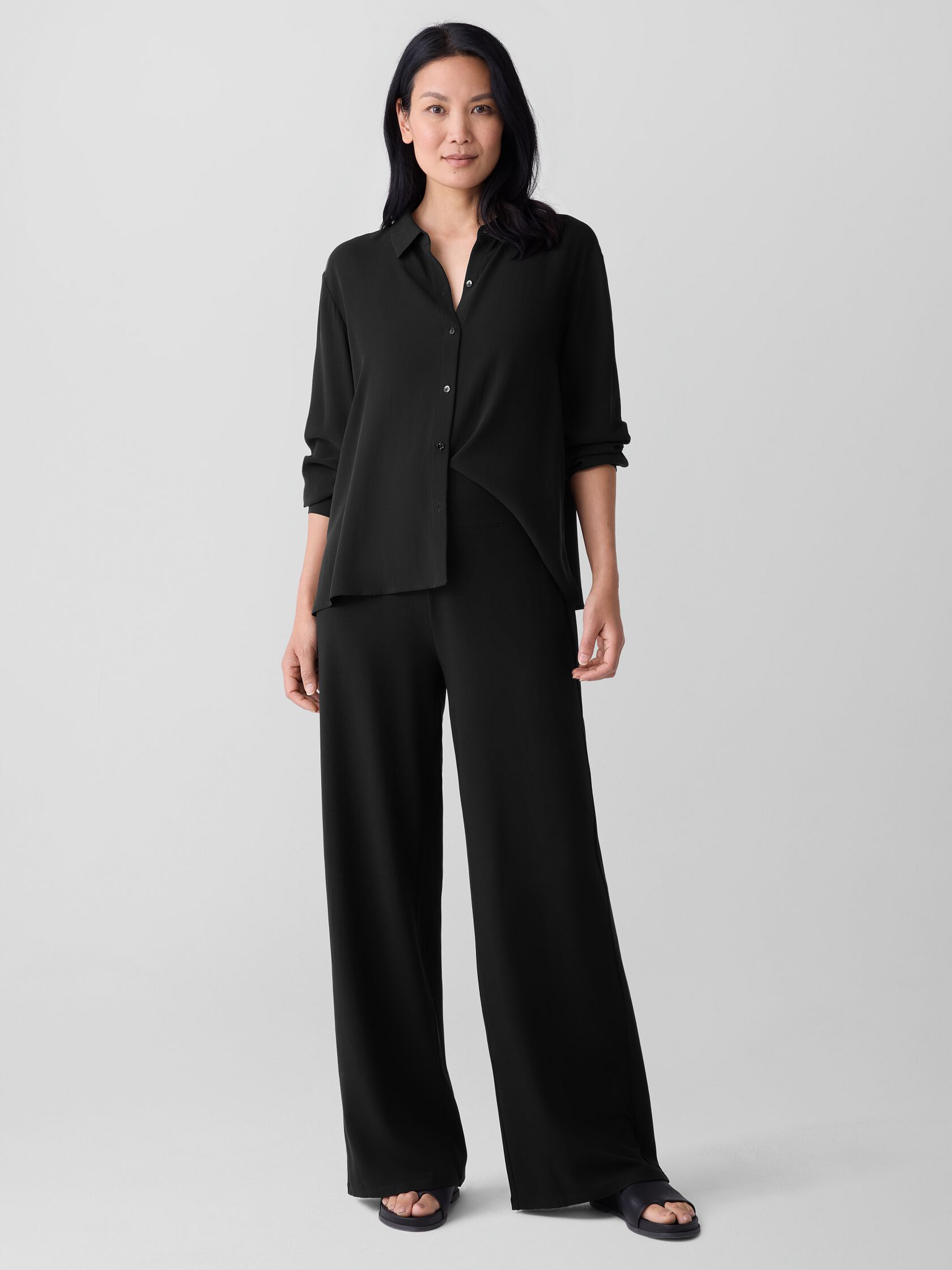Eileen Fisher High Waisted Wide Floor Length Pant