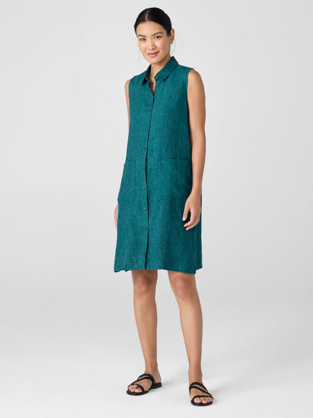 Eileen Fisher Classic Collar Sleeveless Shirt Dress