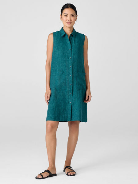 Eileen Fisher Classic Collar Sleeveless Shirt Dress