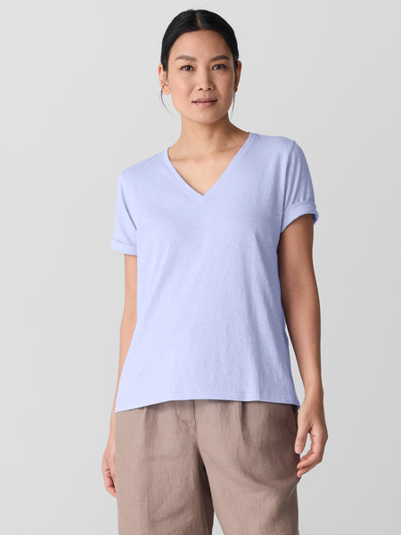 Eileen Fisher V-Neck Short Sleeve Easy Tee