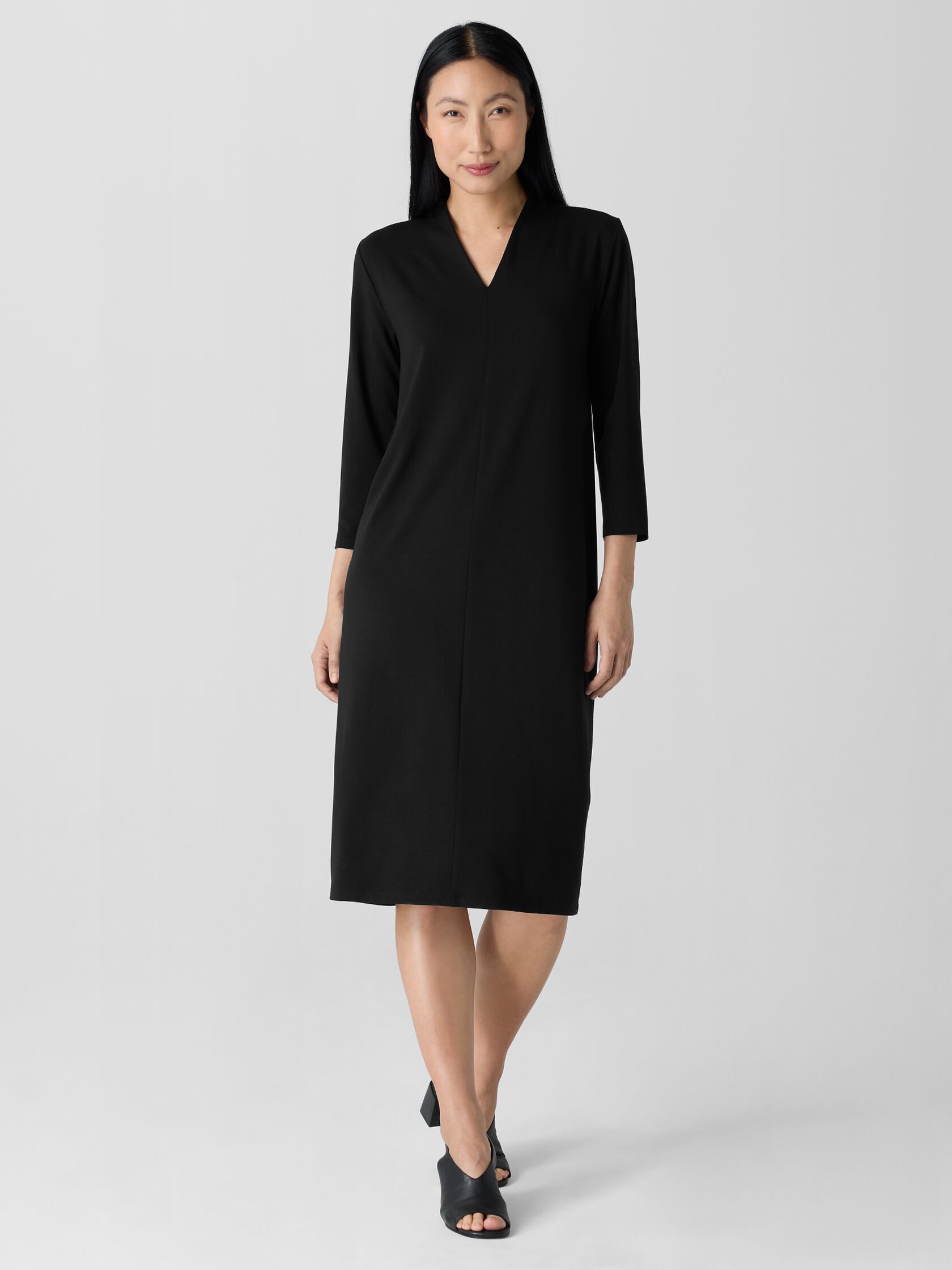 Eileen Fisher 3/4 Sleeve V-Neck Dress