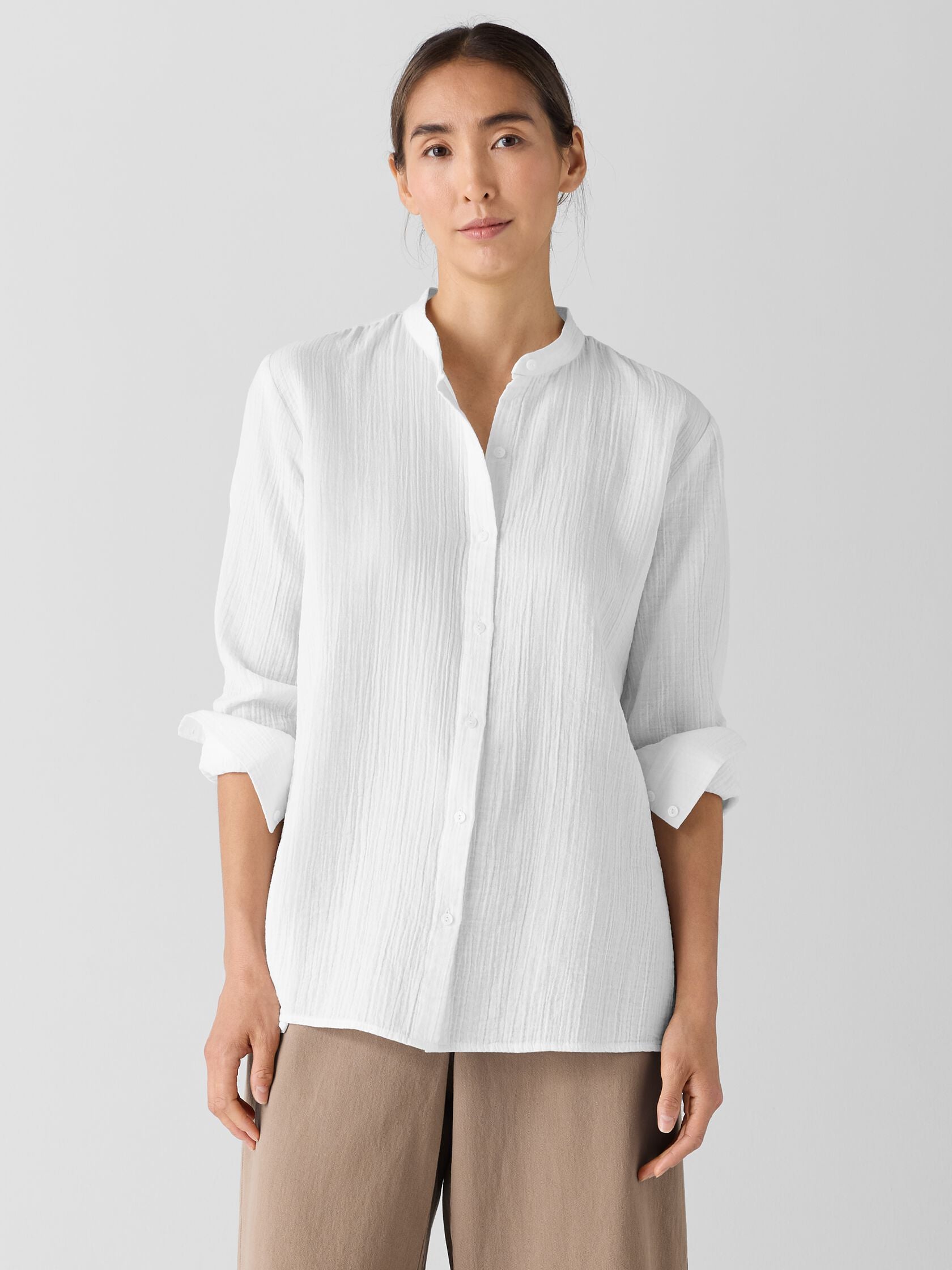 Eileen Fisher Mandarin Collar Shirt