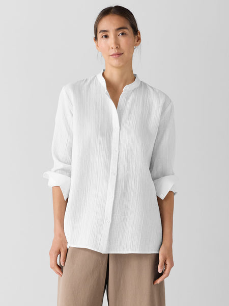 Eileen Fisher Mandarin Collar Shirt