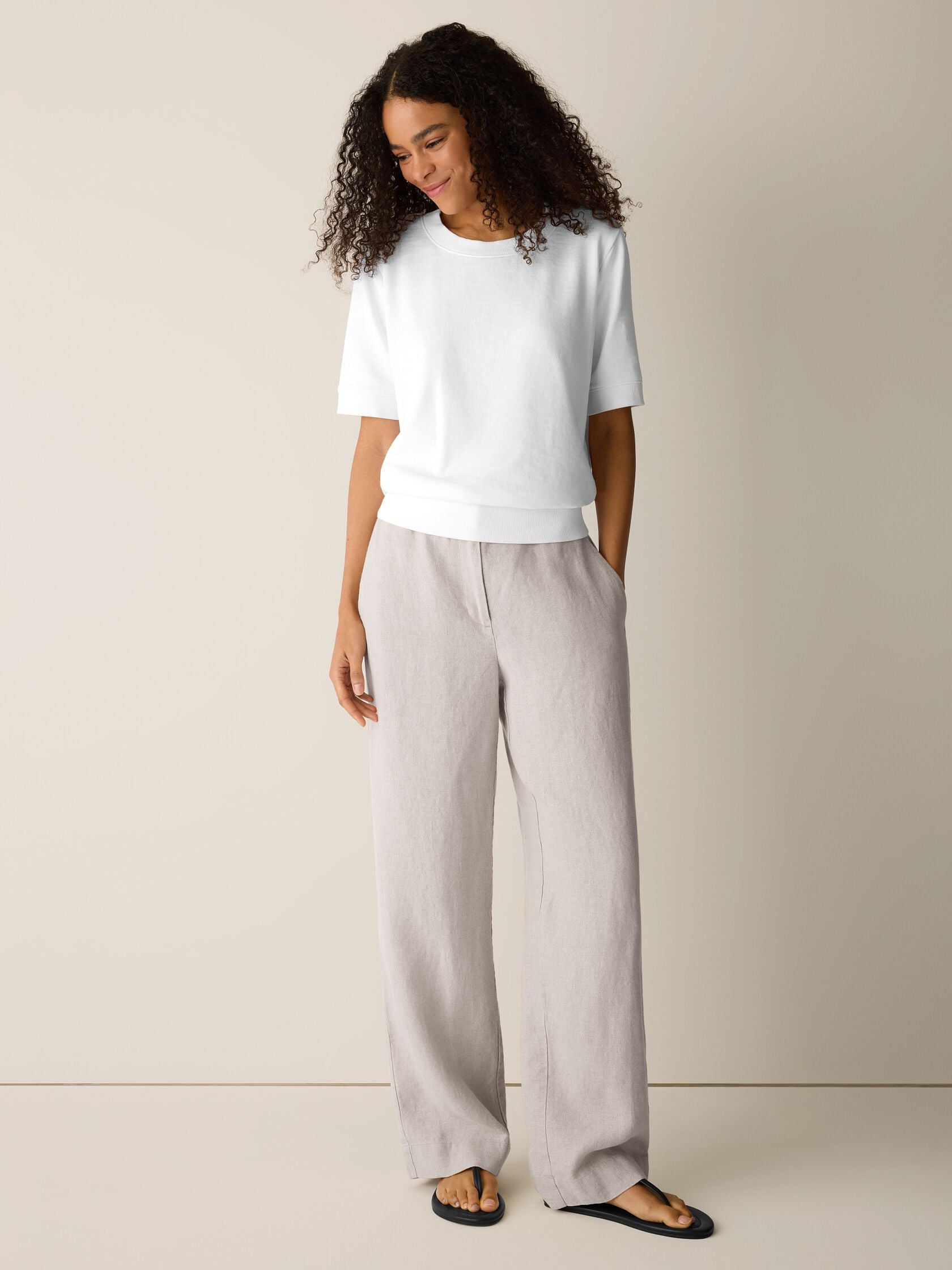 Eileen Fisher Crew Neck Short Sleeve Sweatshirt