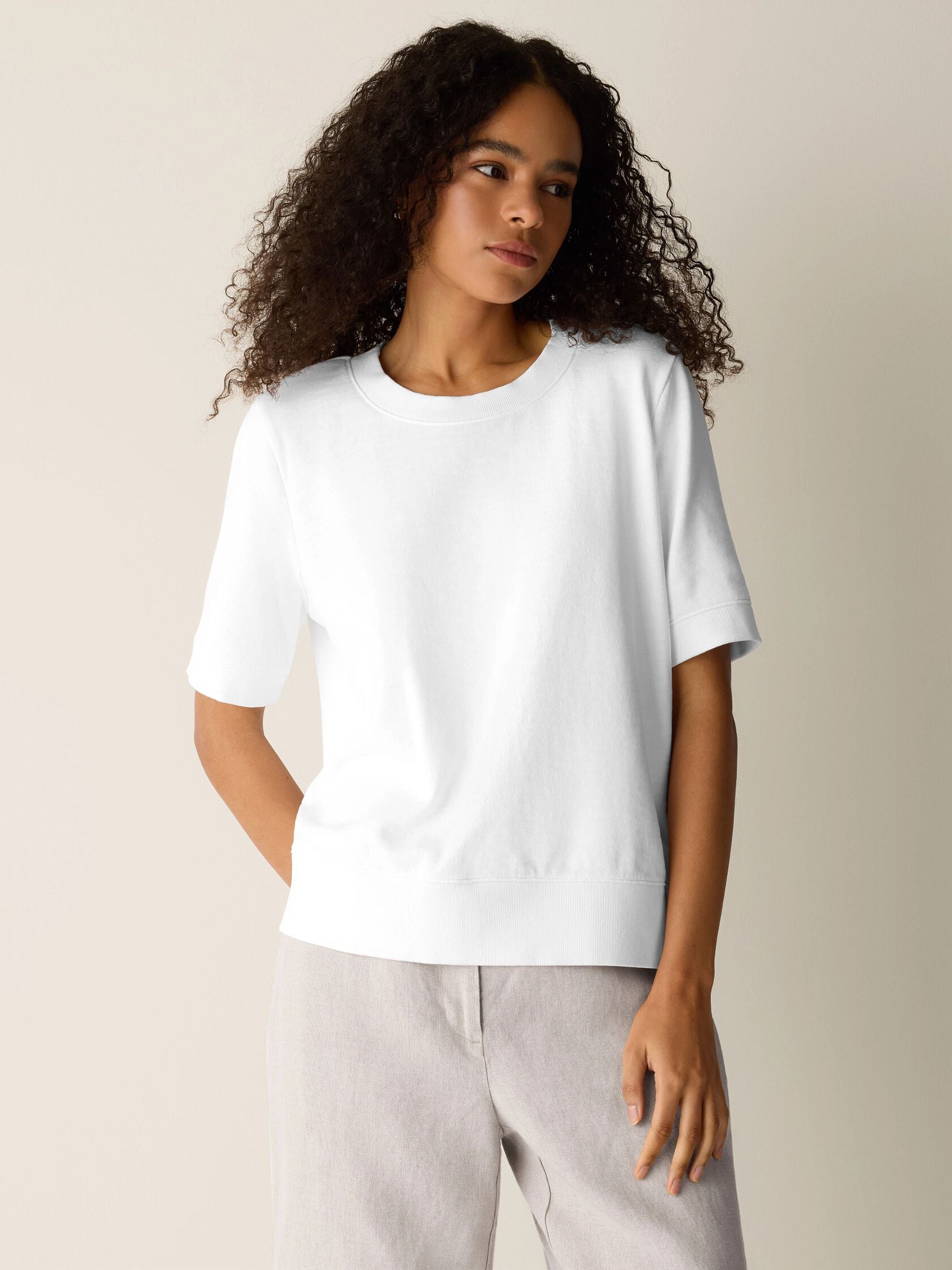 Eileen Fisher Crew Neck Short Sleeve Sweatshirt