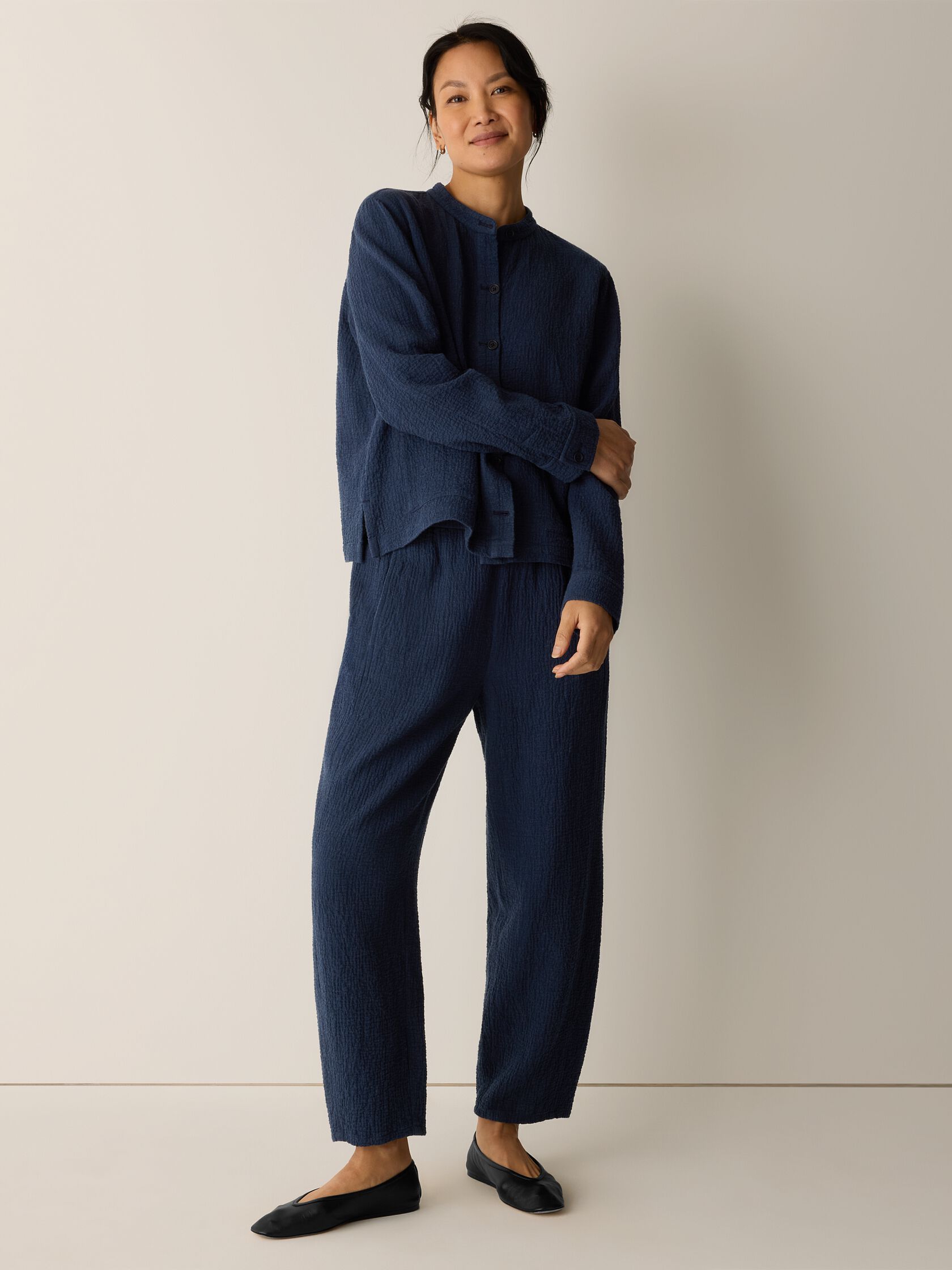 (Pre-Order) EiIeen Fisher Mandarin Collar Shirt Jacket