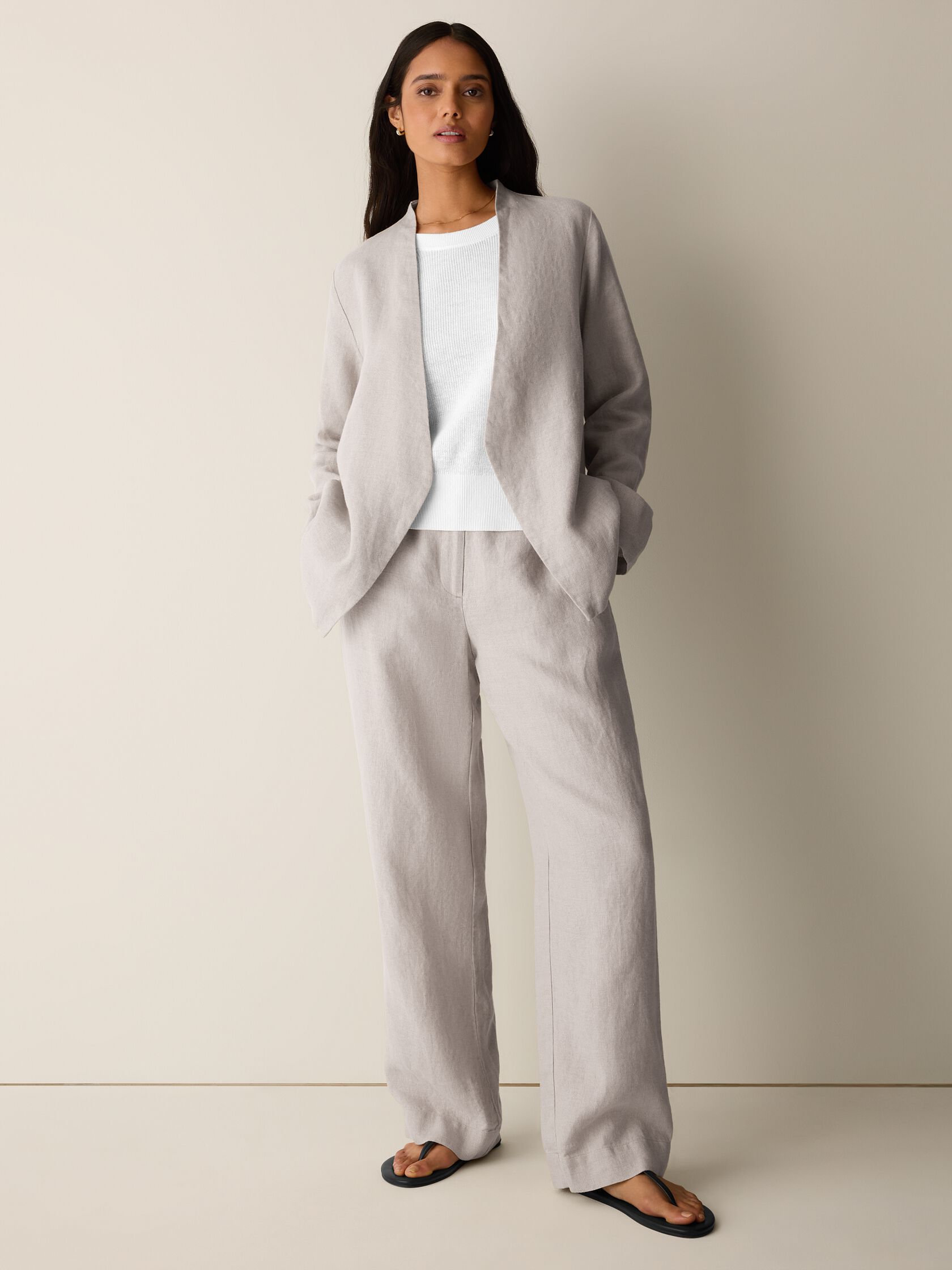 Eileen Fisher High Collar Cut-Away Jacket