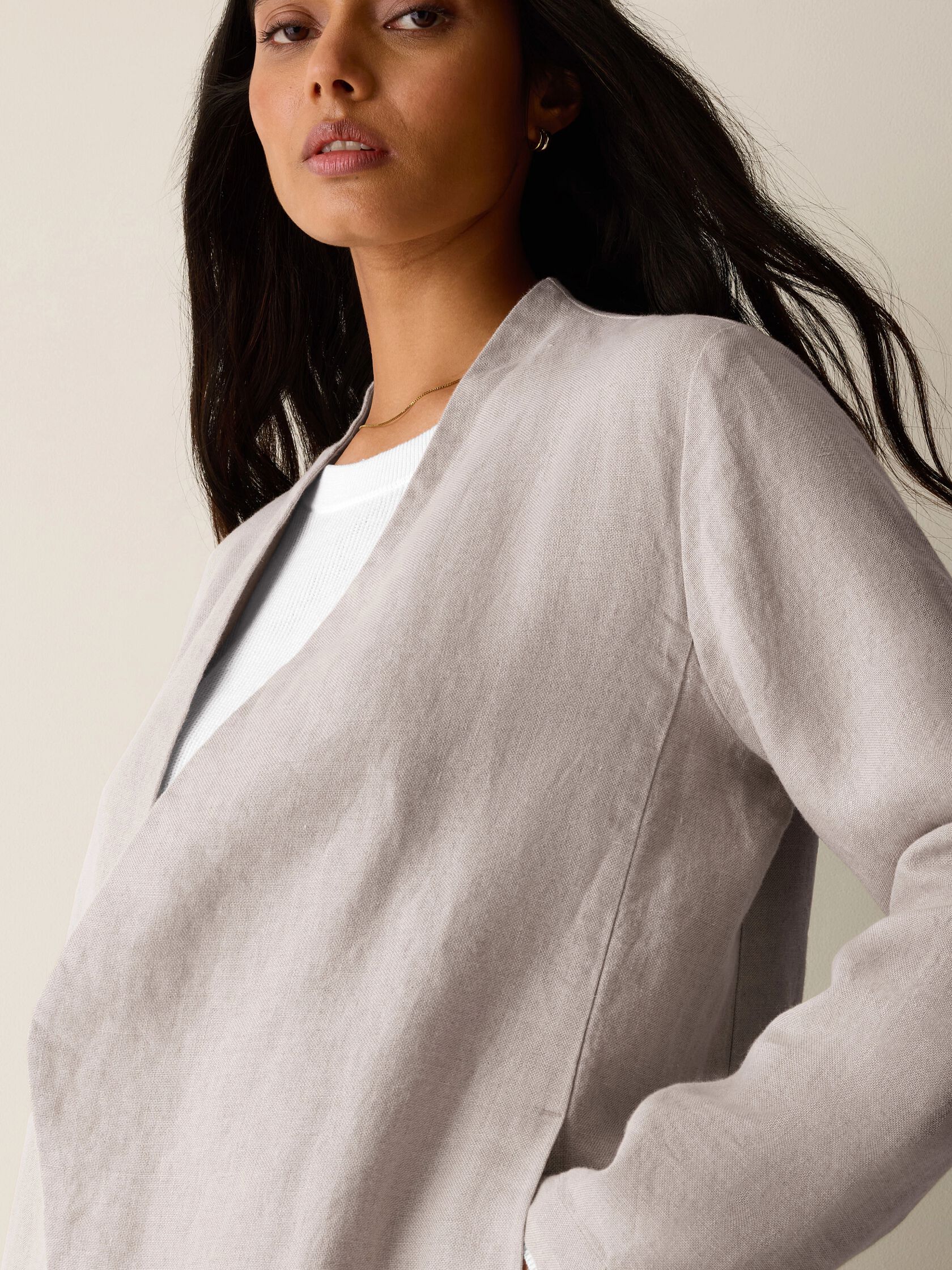 Eileen Fisher High Collar Cut-Away Jacket
