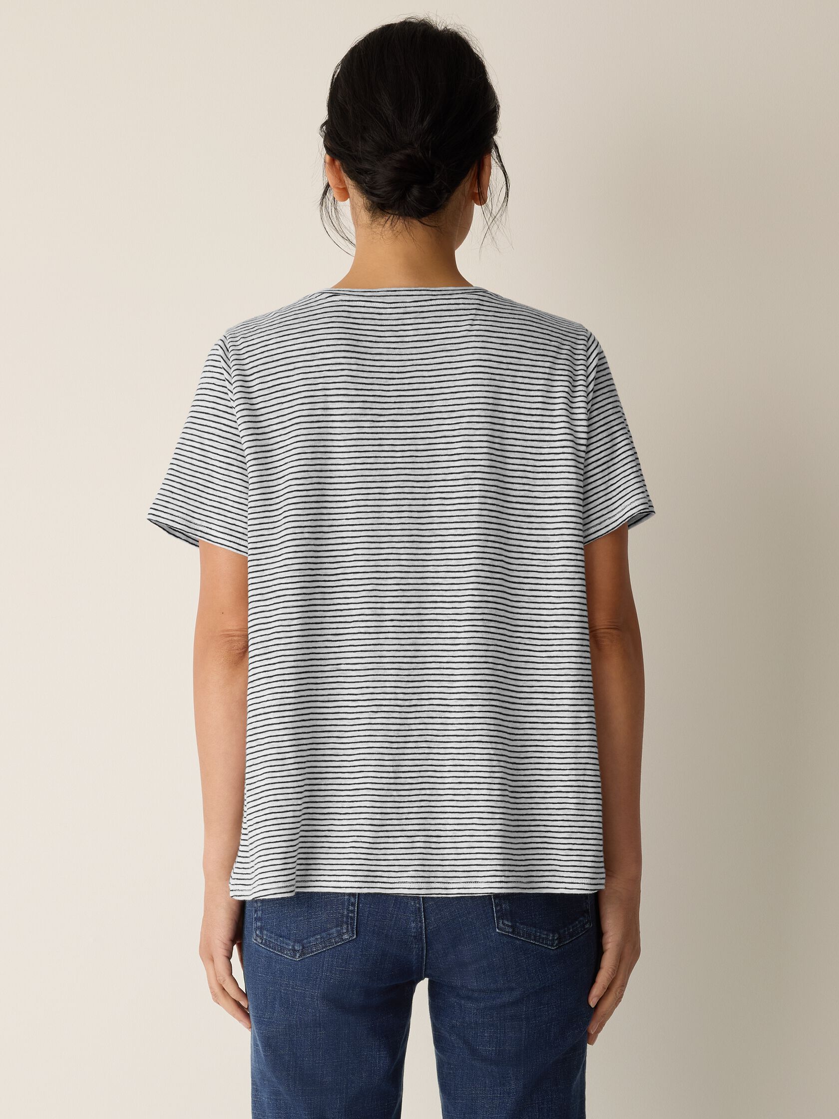 Eileen Fisher Striped Crew Neck Short Sleeve Tee