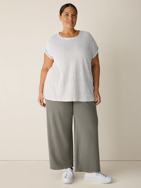 Eileen Fisher Striped Crew Neck Short Sleeve Tee