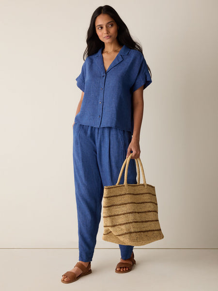 (Pre-Order) Eileen Fisher Notch Collar Shirt W/ Cuffed Short Sleeve