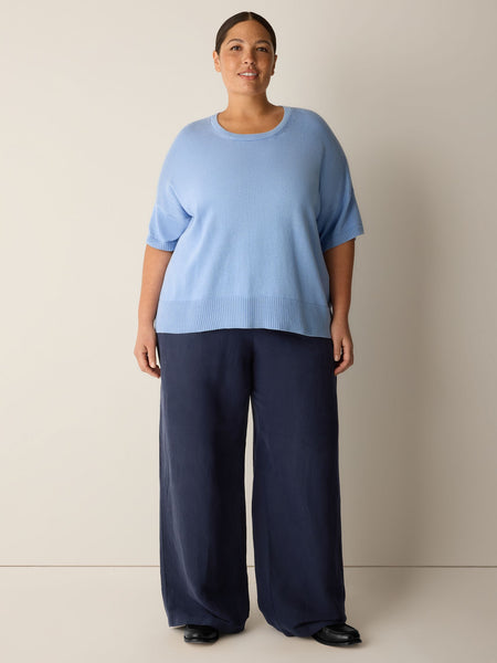 (Pre-Order) Eileen Fisher Crew Neck Elbow Sleeve Sweater