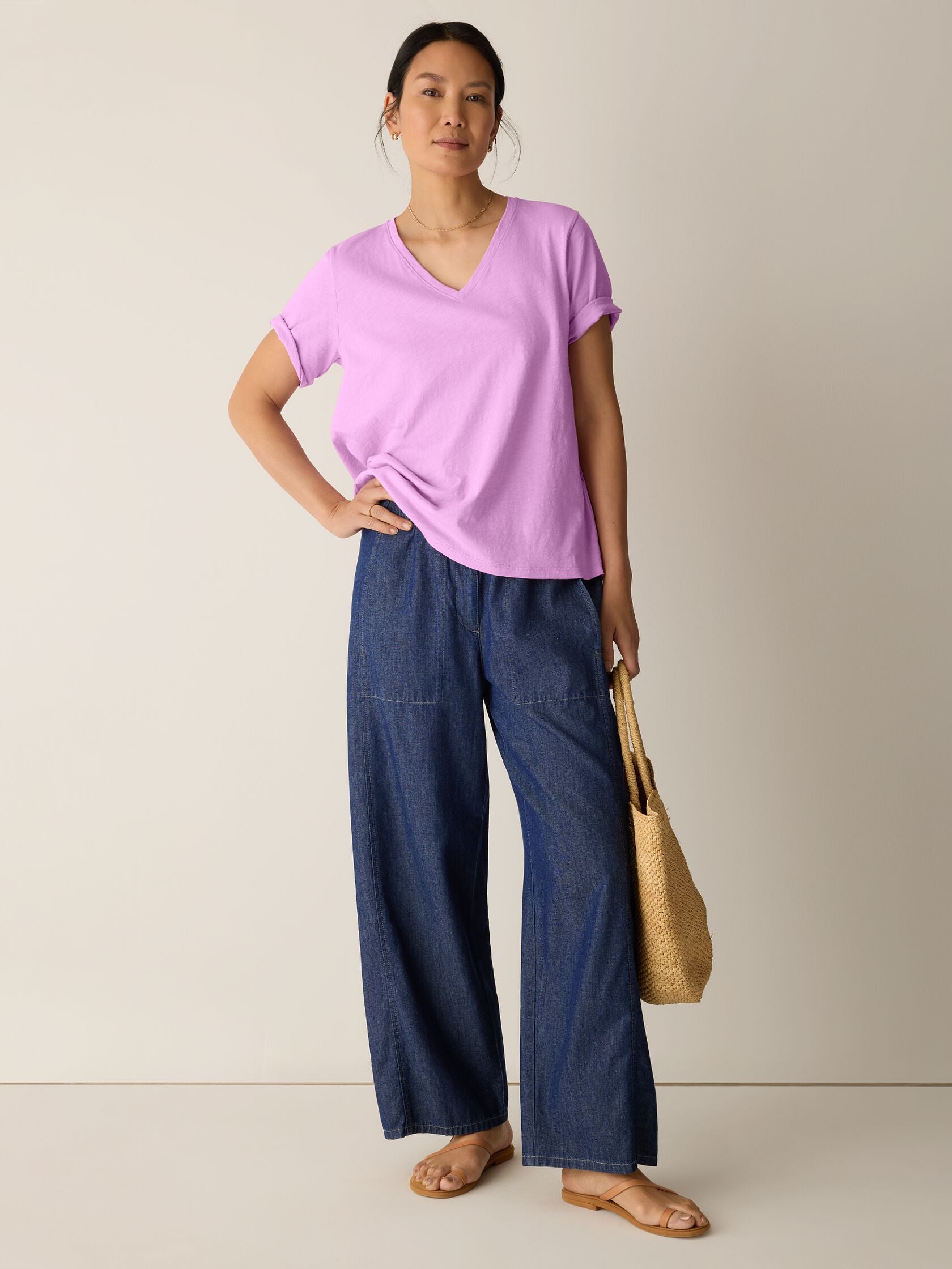 (pre-Order) Eileen Fisher V-Neck Short Sleeve Easy Tee