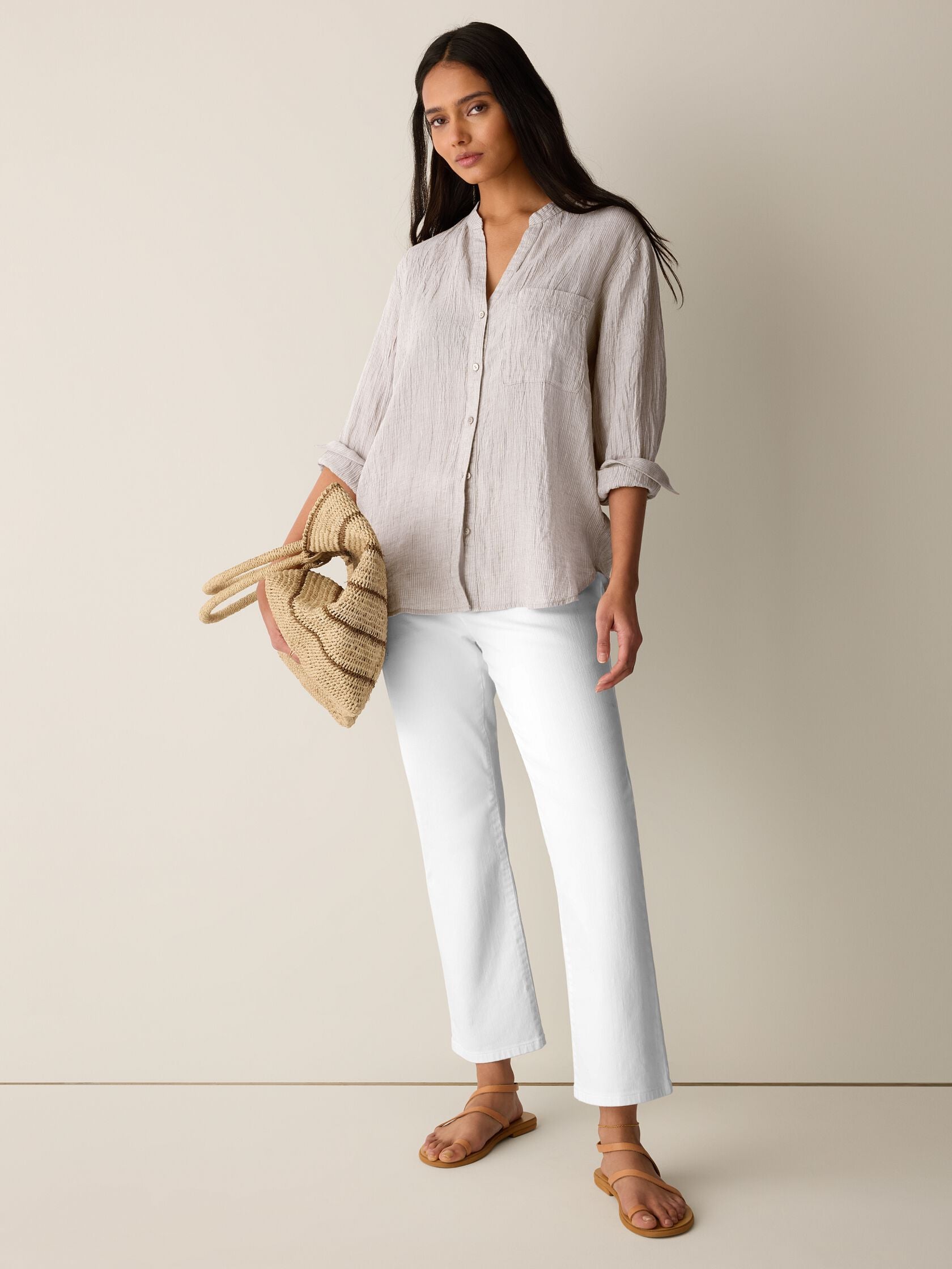 Eileen Fisher Mandarin Collar Shirt