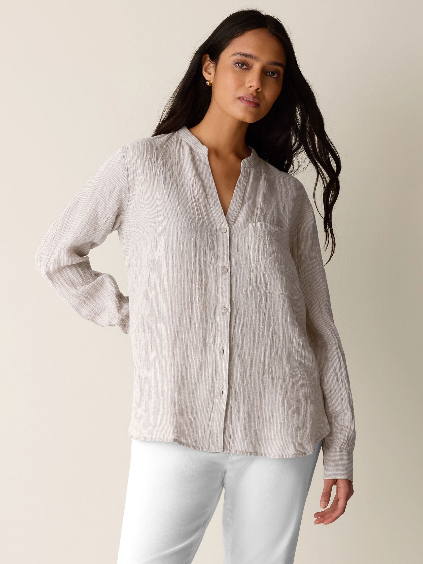Eileen Fisher Mandarin Collar Shirt