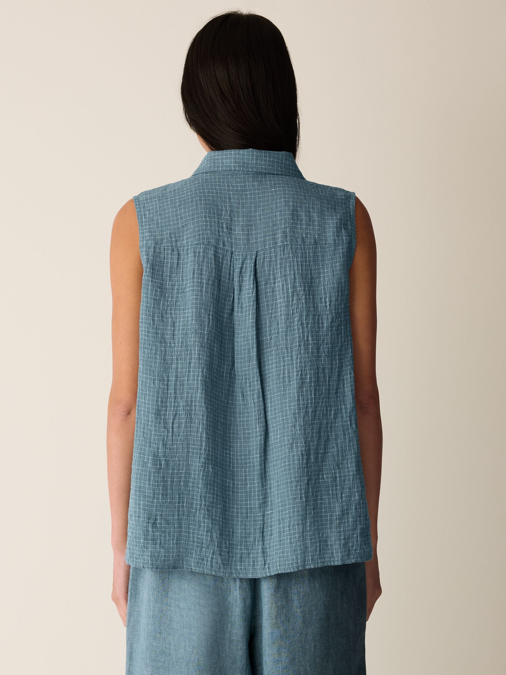 Eileen Fisher Classic Collar Sleeveless Shirt
