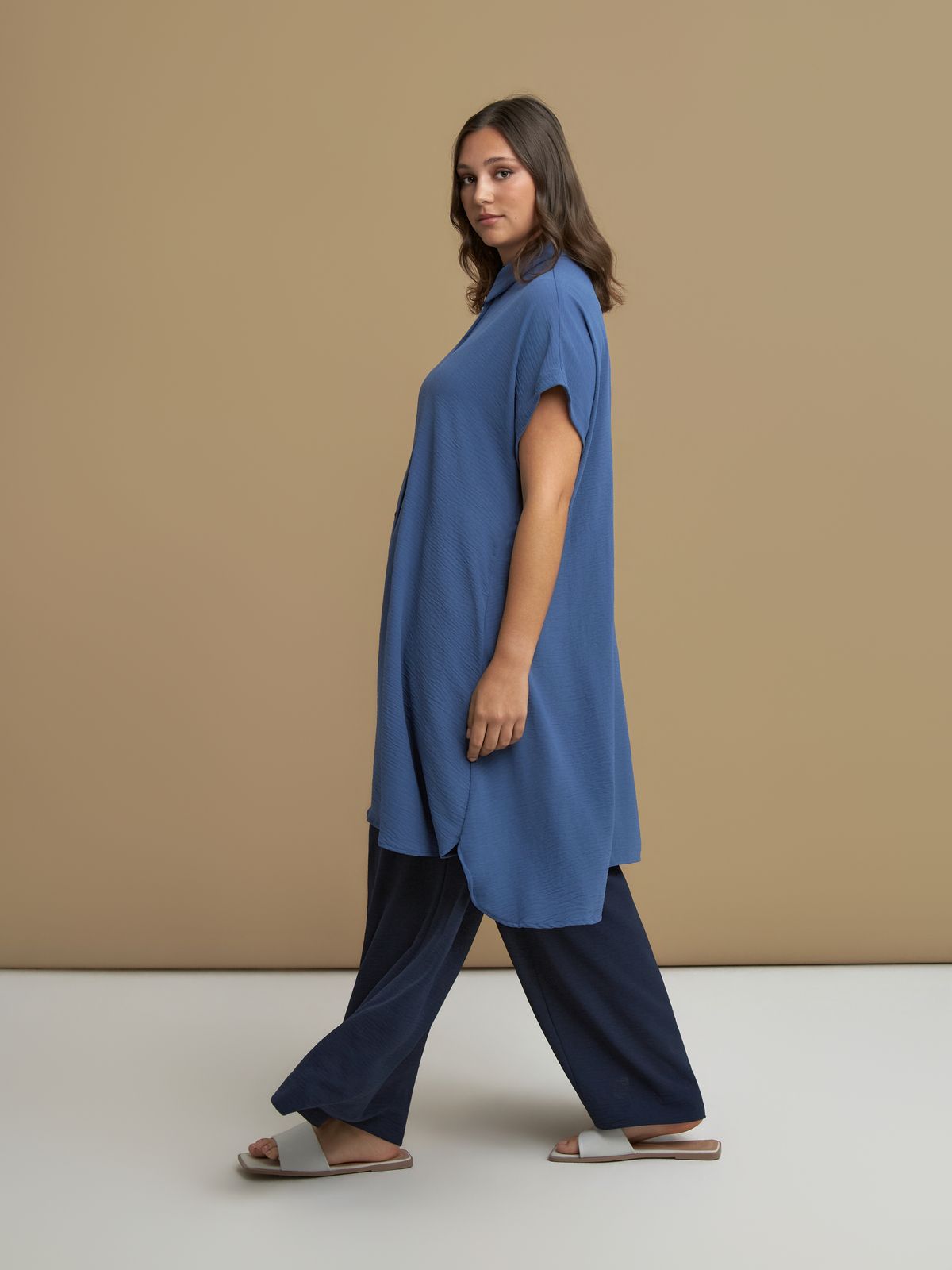 Mat Button Shirt Dress