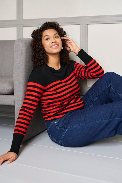 Kaffe Curve Lizzy Striped Knit Pullover