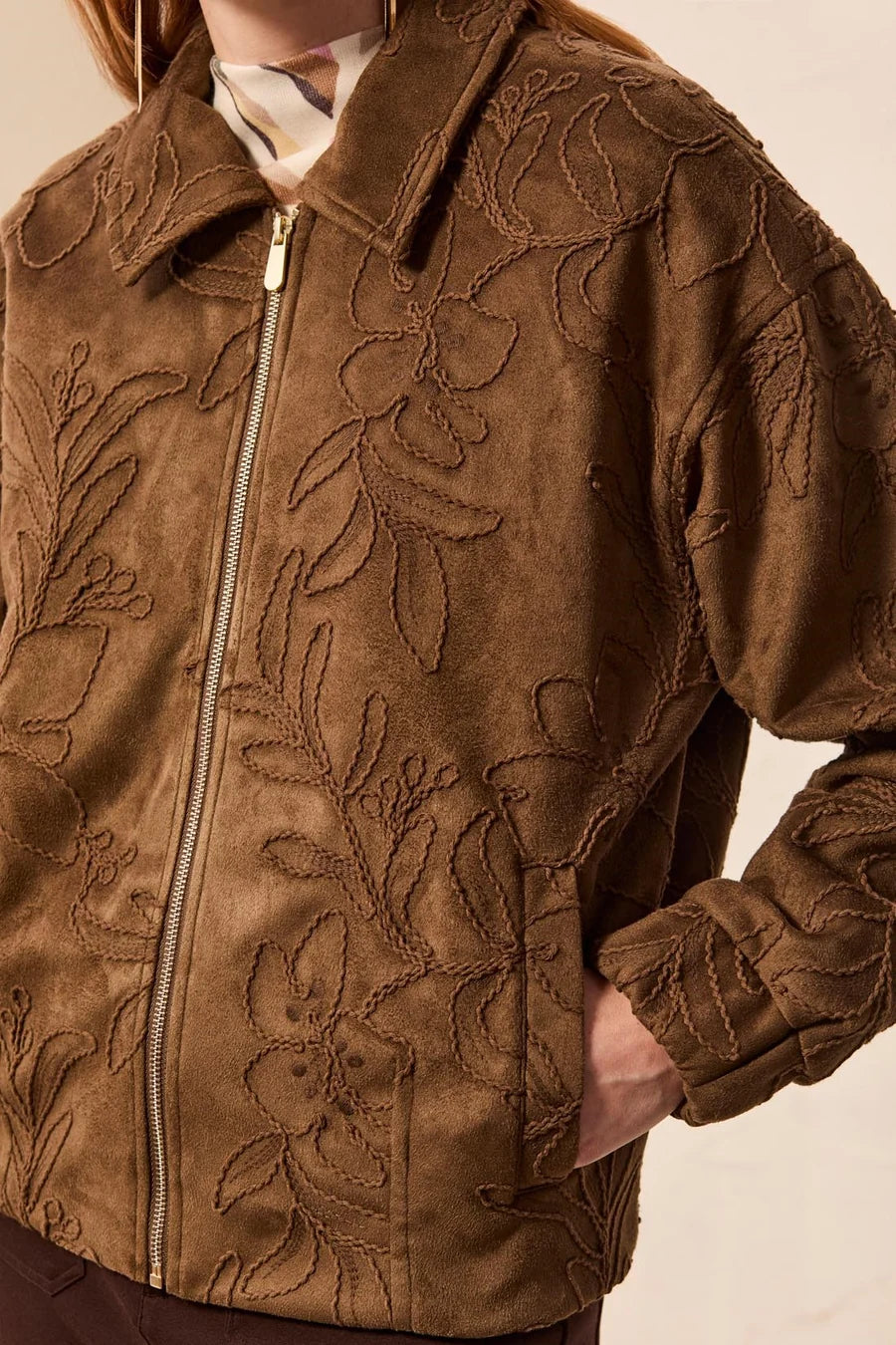 Tribal Faux Suede Jacket