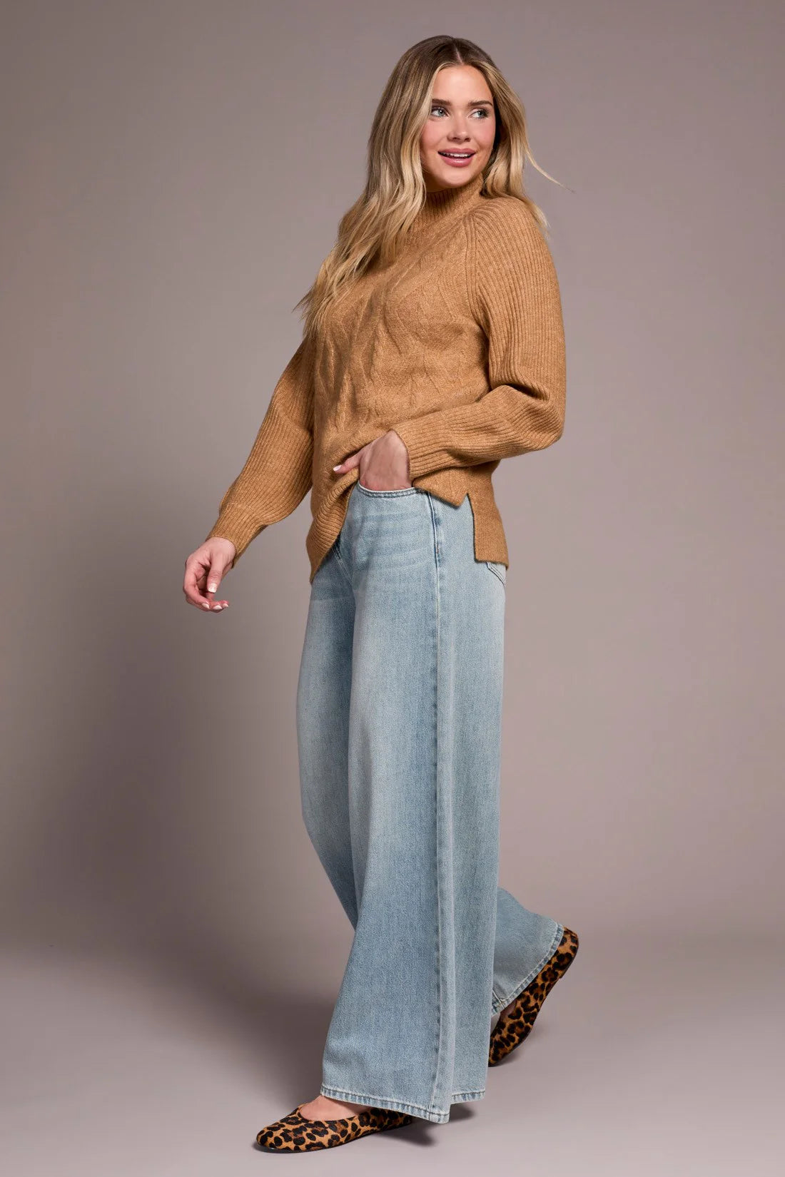 Tribal Long Sleeve Mock Neck Sweater