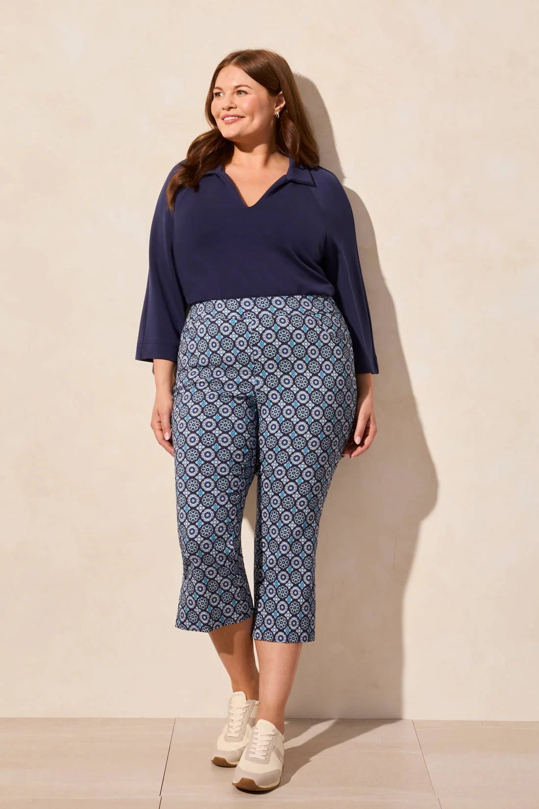 Tribal Pull-On Capris With Buttons