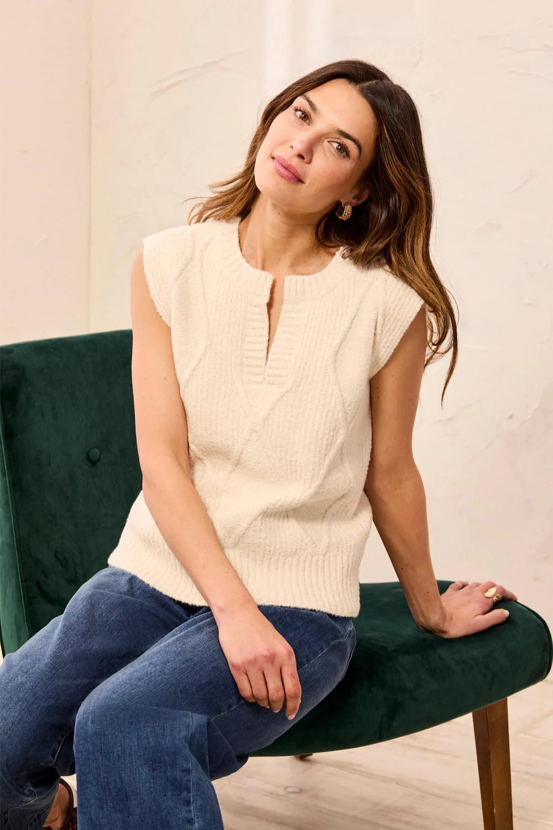 Tribal Split Neck Sweater