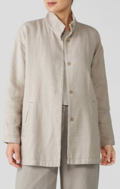 Eileen Fisher Stand-Collar Long Jacket