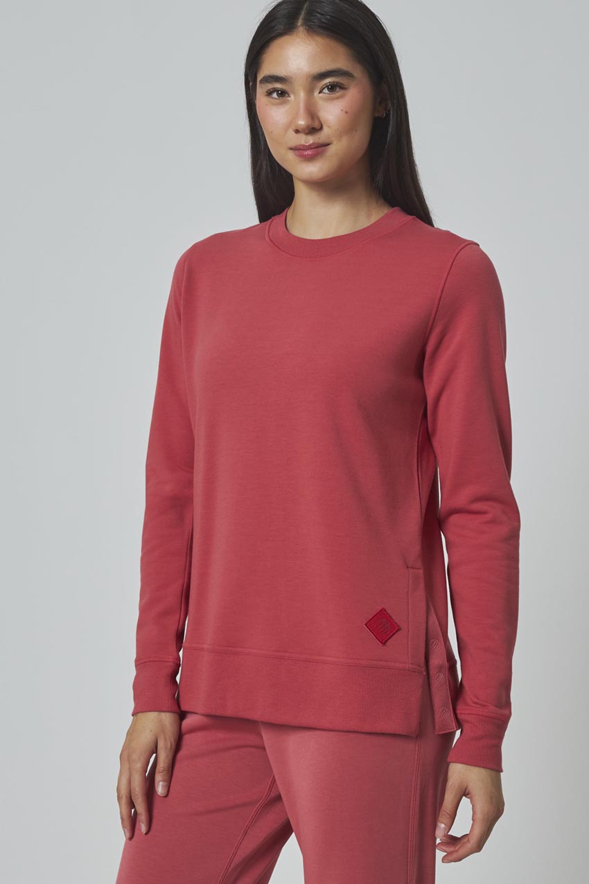 MPG Serene Brushed Side Slit Relaxed Pullover