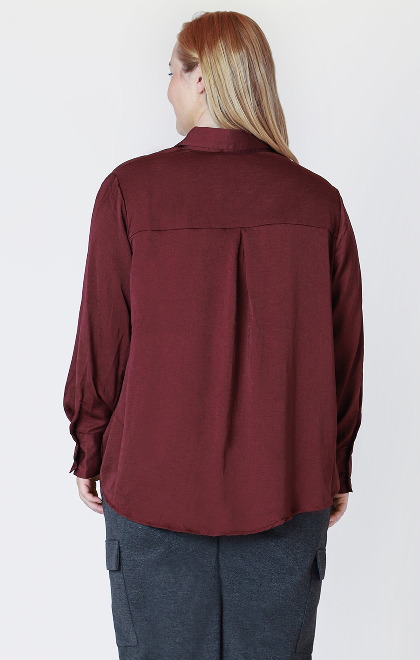 Dex Long Sleeve Flowy Satin Blouse