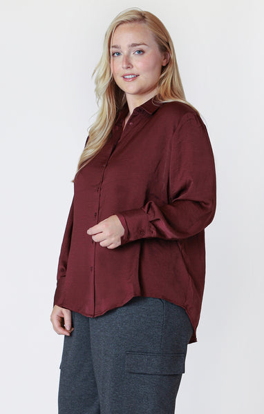 Dex Long Sleeve Flowy Satin Blouse