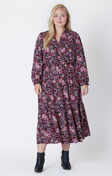 Dex Long Sleeve Wrap Midi Dress