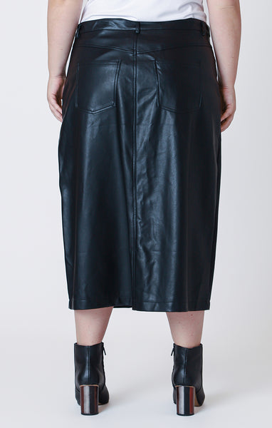 Dex Faux Leather Midi Skirt