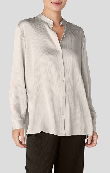 Eileen Fisher Mandarin Collar Long Shirt