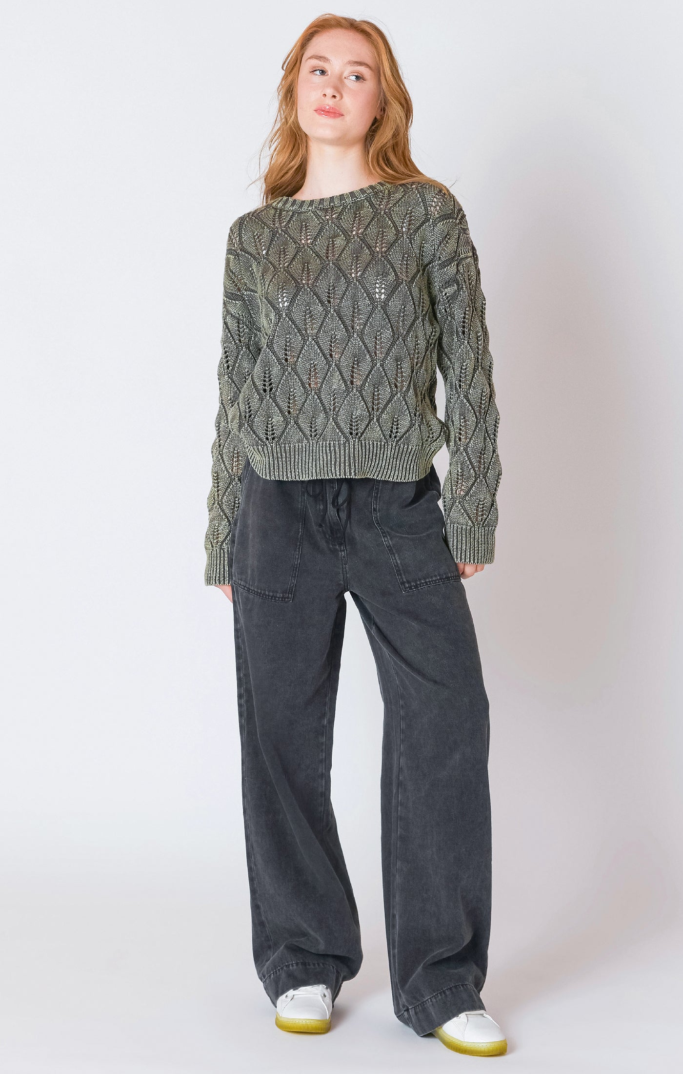 Dex Pointelle Crewneck Sweater
