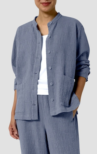 (Pre-Order) EiIeen Fisher Mandarin Collar Shirt Jacket