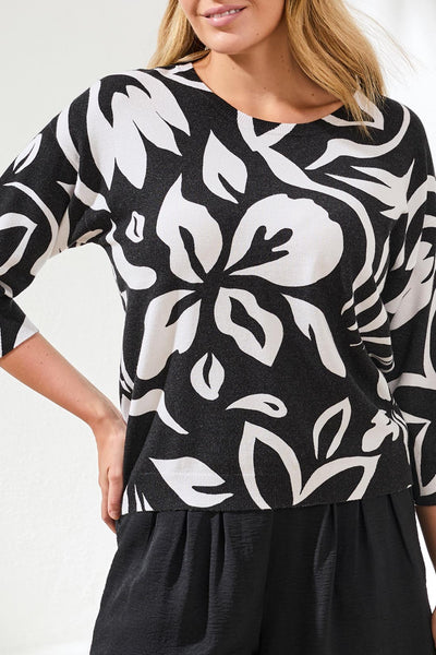 Tribal 3/4 Sleeve Crew Sweater