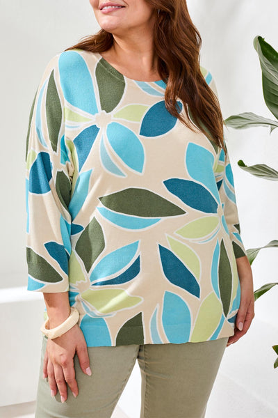 Tribal 3/4 Sleeve Crew Sweater