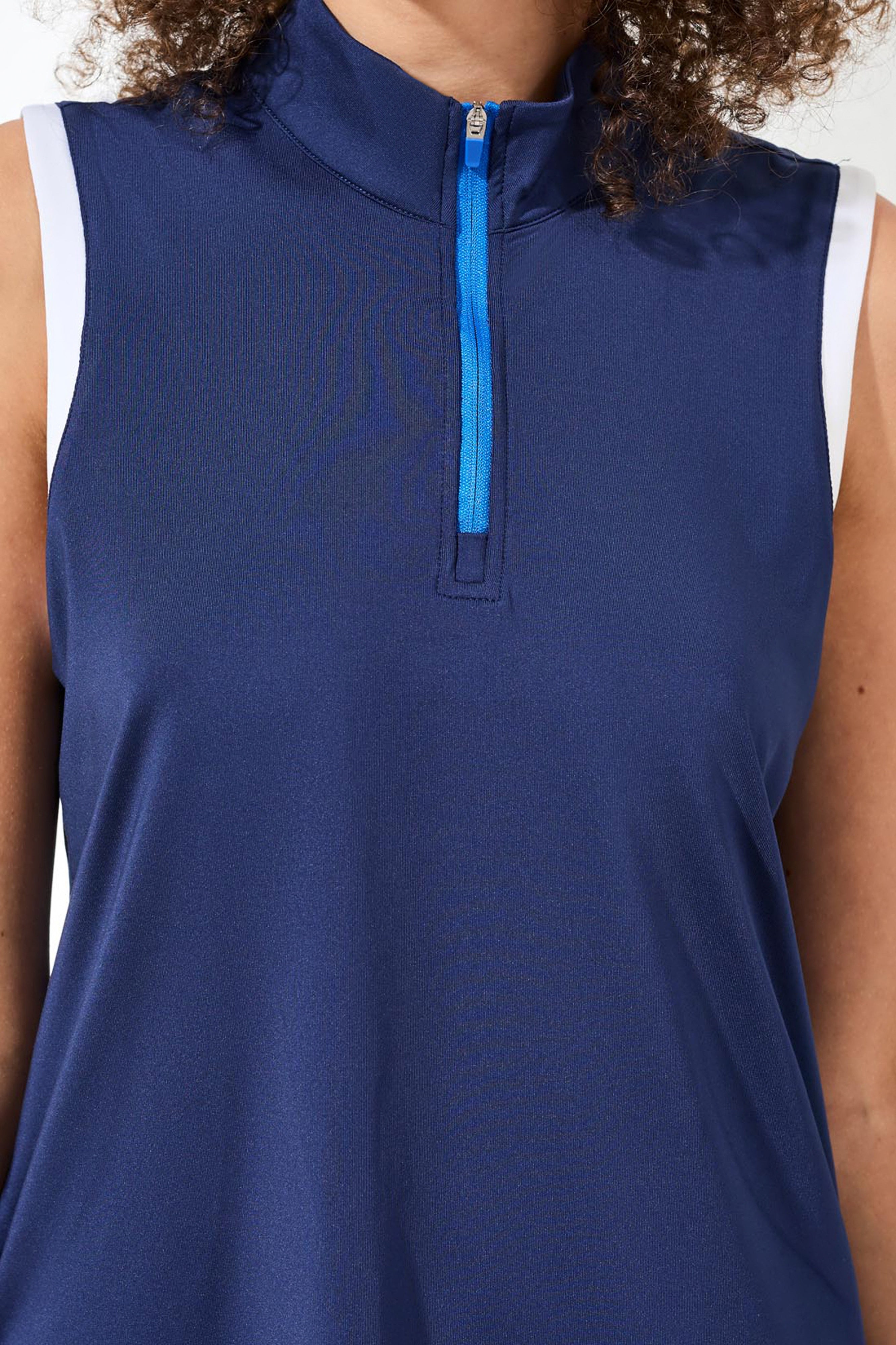 Tribal Golf Sleeveless Zip Mock Neck