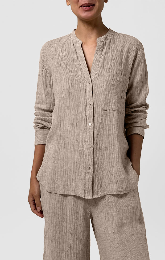 Eileen Fisher Mandarin Collar Shirt