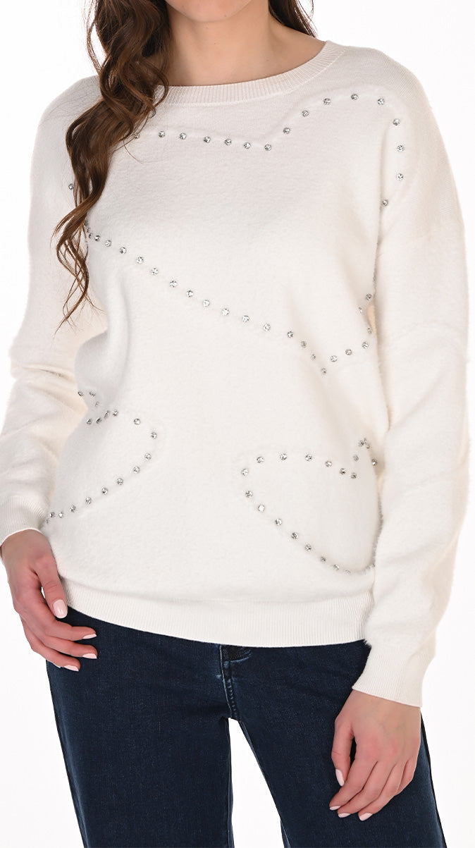 Frank Lyman Bedazzle Heart Sweater
