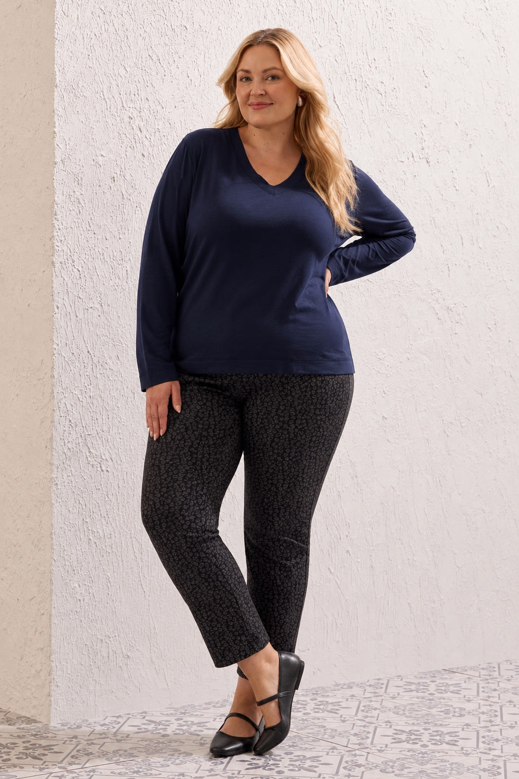 Tribal Long Sleeve V-Neck Top