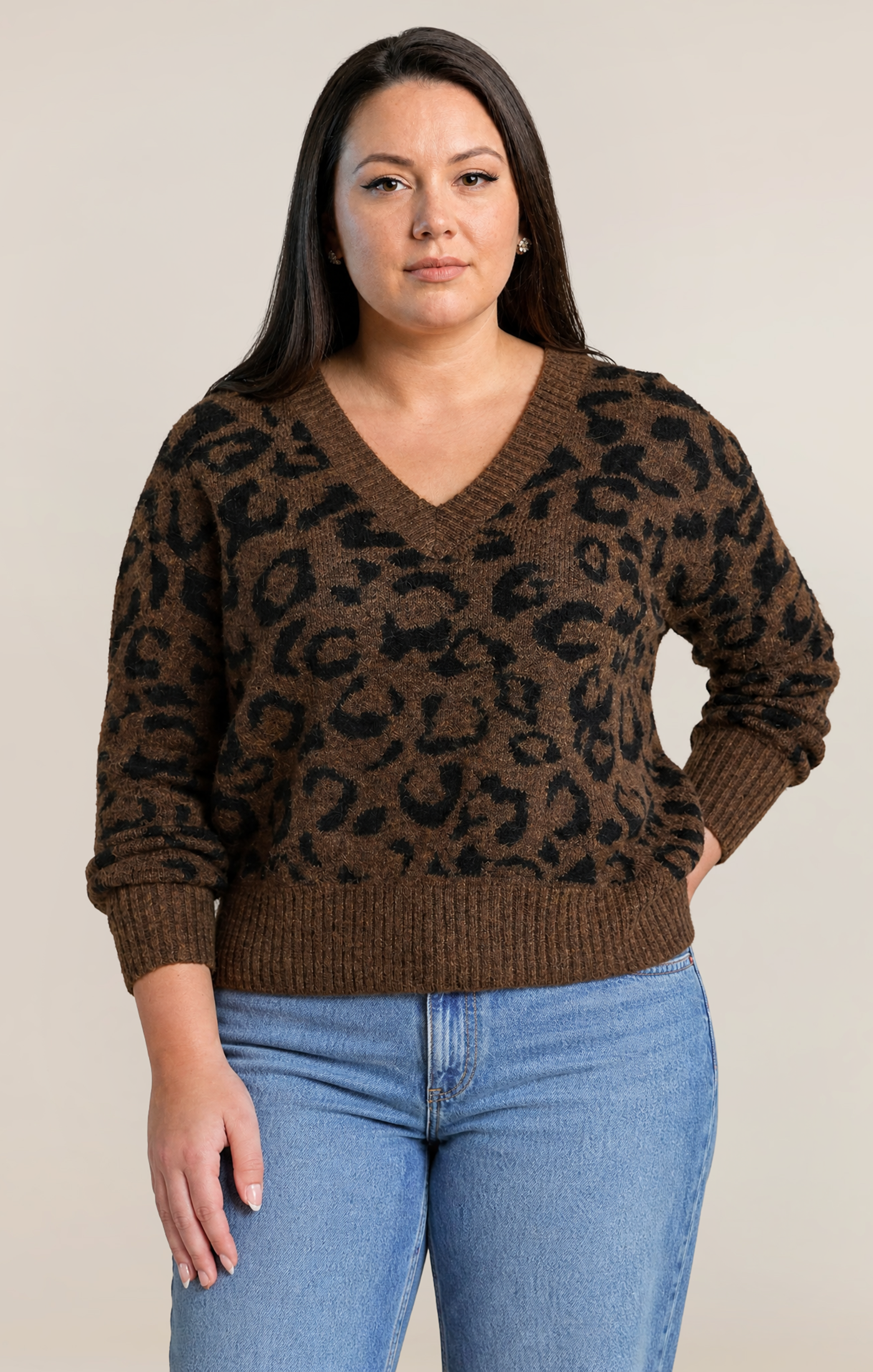 Dex Leopard V-Neck Sweater